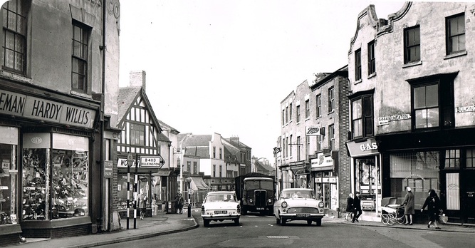 Bedworth Town Centre towards the Market Place, in the 1960's
